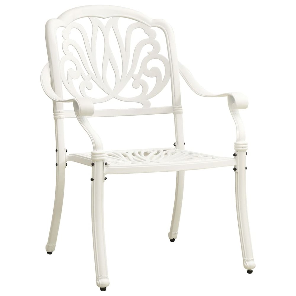 Bistro Set White Cast Aluminum Medium Durable Bistro Set. Picture 3