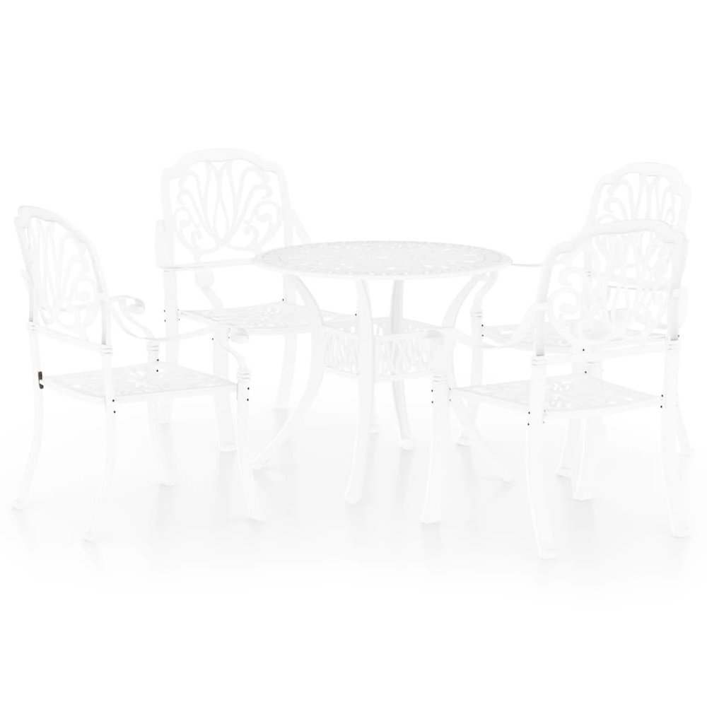 Bistro Set White Cast Aluminum 5 Piece Set Durable Bistro Set. Picture 2