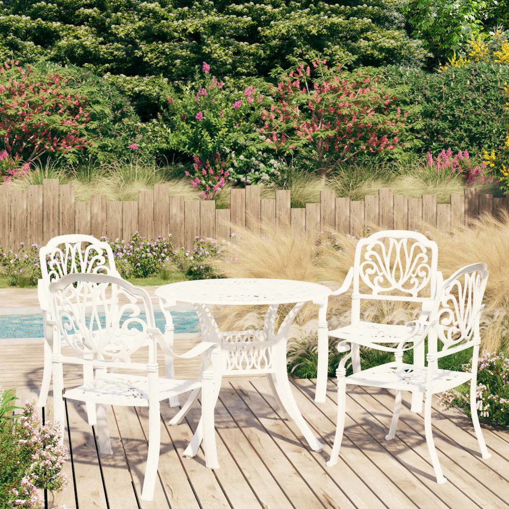 Bistro Set White Cast Aluminum 5 Piece Set Durable Bistro Set. Picture 1