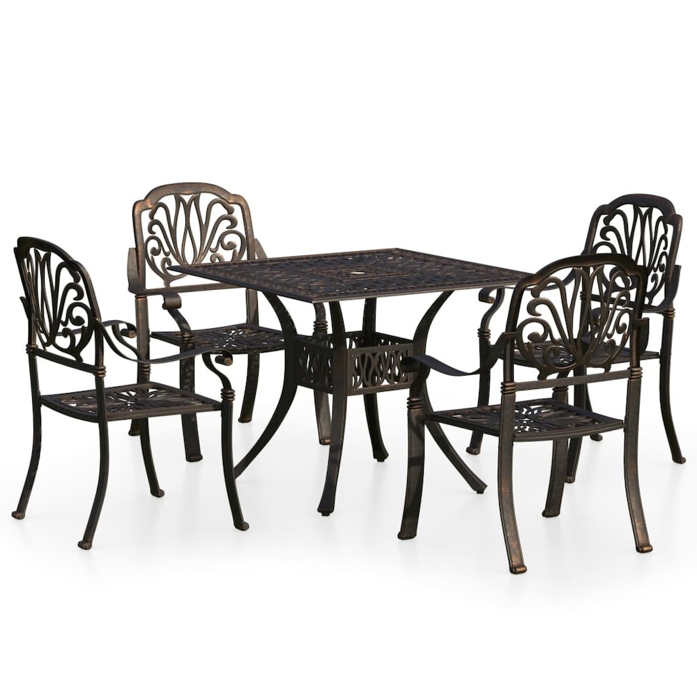 Bistro Set Bronze Cast aluminum Standard Bistro Set Round. Picture 2