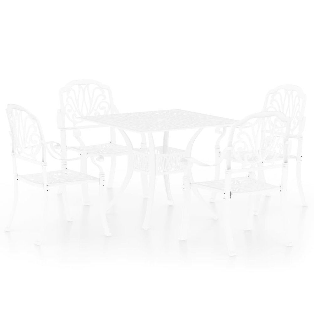 vidaXL 5 Piece Bistro Set Cast Aluminum White 0606. Picture 2