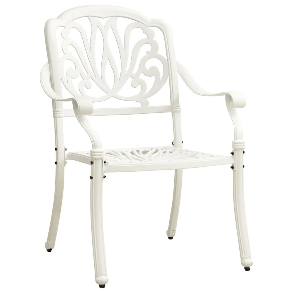 vidaXL 5 Piece Bistro Set Cast Aluminum White 0606. Picture 3