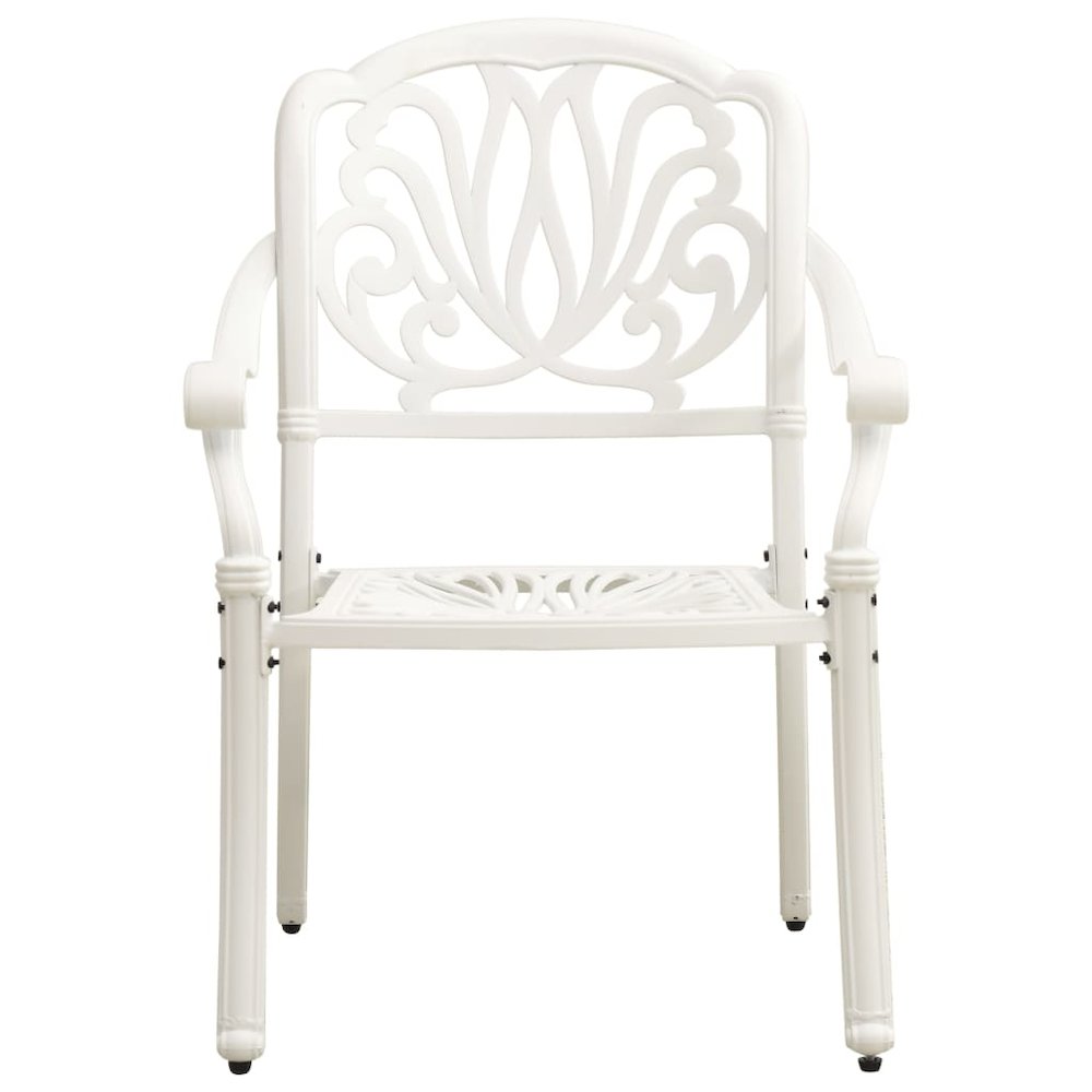 vidaXL 5 Piece Bistro Set Cast Aluminum White 0606. Picture 4