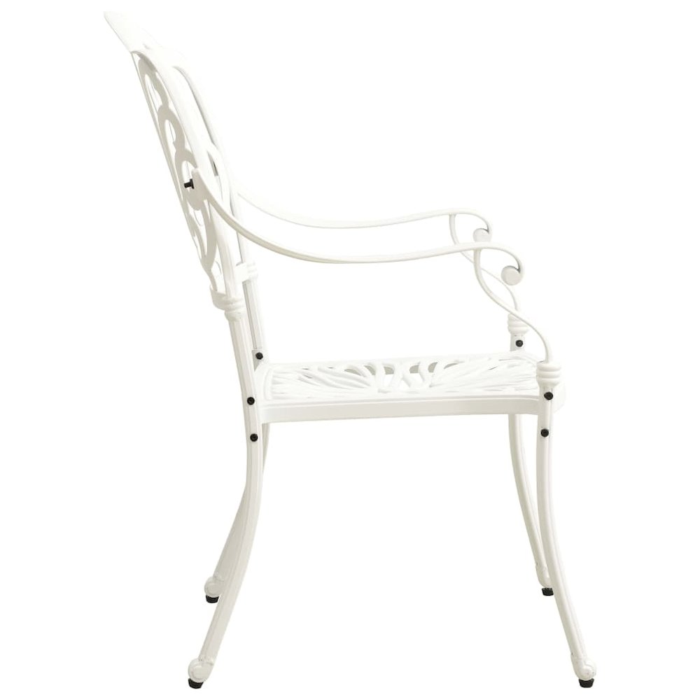 vidaXL 5 Piece Bistro Set Cast Aluminum White 0606. Picture 6