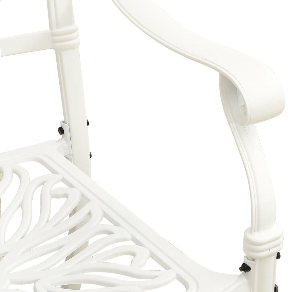 vidaXL 5 Piece Bistro Set Cast Aluminum White 0606. Picture 8