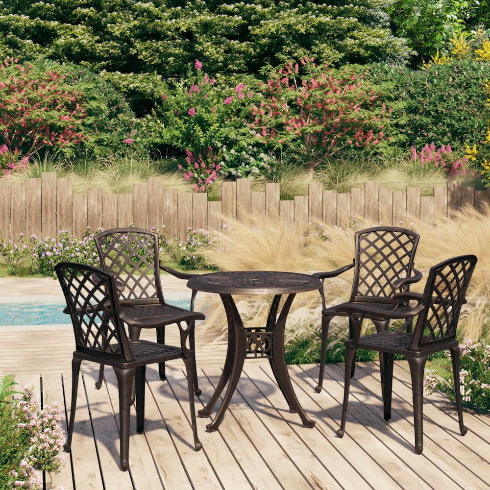 Bistro Set Bronze Cast Aluminum Standard Decorative Inlays. Picture 1