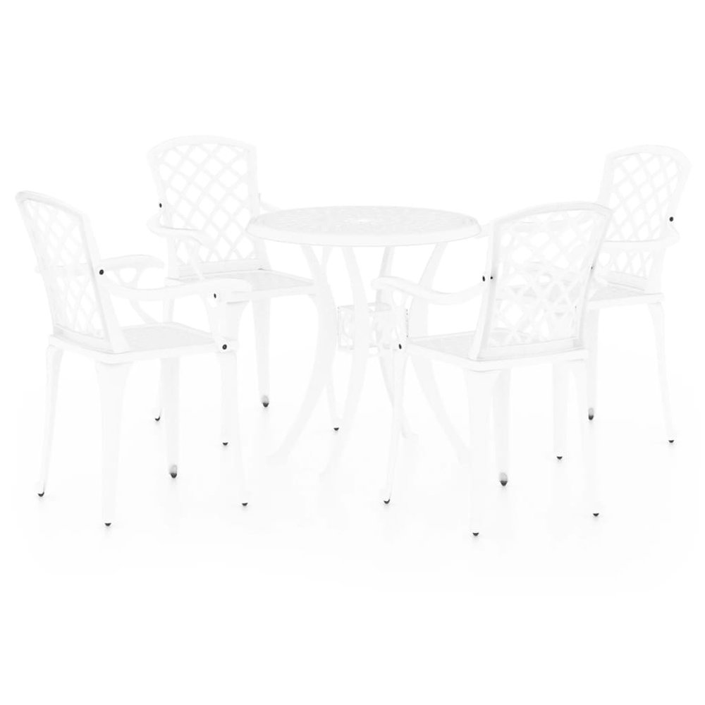 Bistro Set White Cast Aluminum Medium Decorative Inlays. Picture 2
