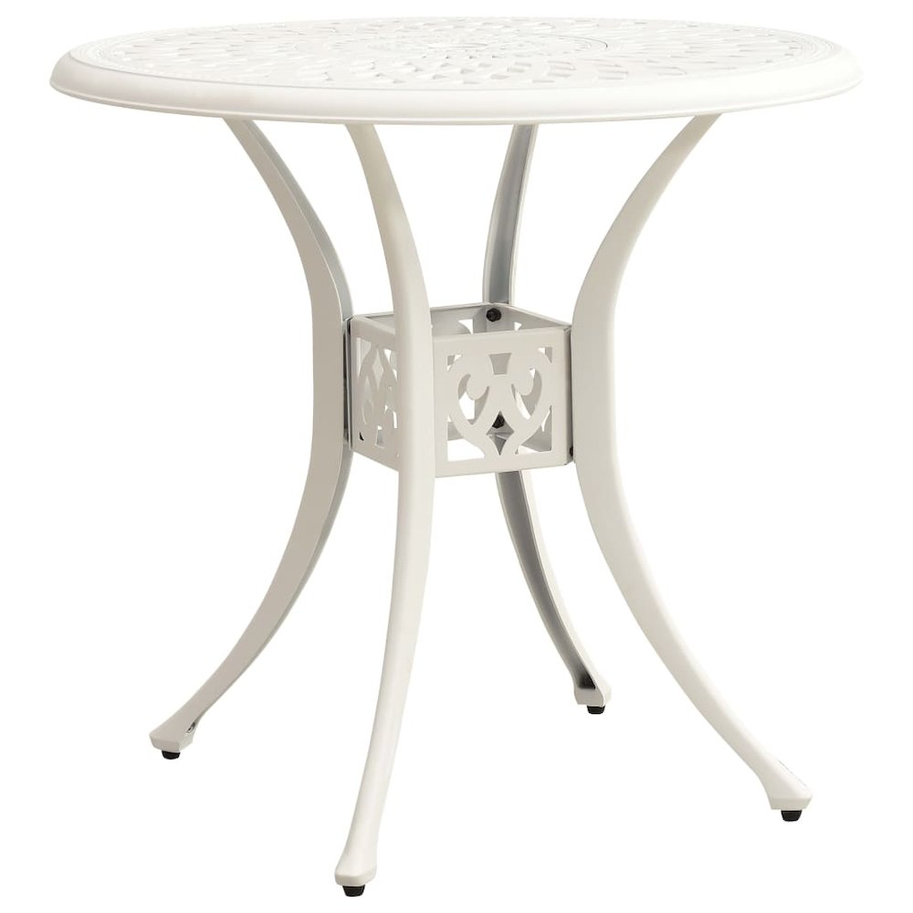 Bistro Set White Cast Aluminum Medium Decorative Inlays. Picture 10