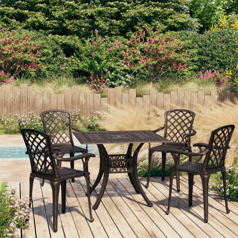 Bistro Set Bronze Cast Aluminum Standard Durable Bistro Set. Picture 1