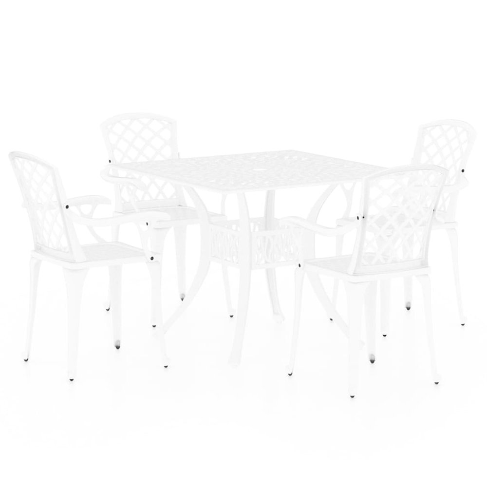 Bistro Set White Cast aluminum 5 Piece Set Durable Bistro Set. Picture 2
