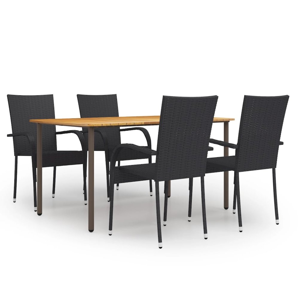 Dining Set Black, Natural. Picture 1
