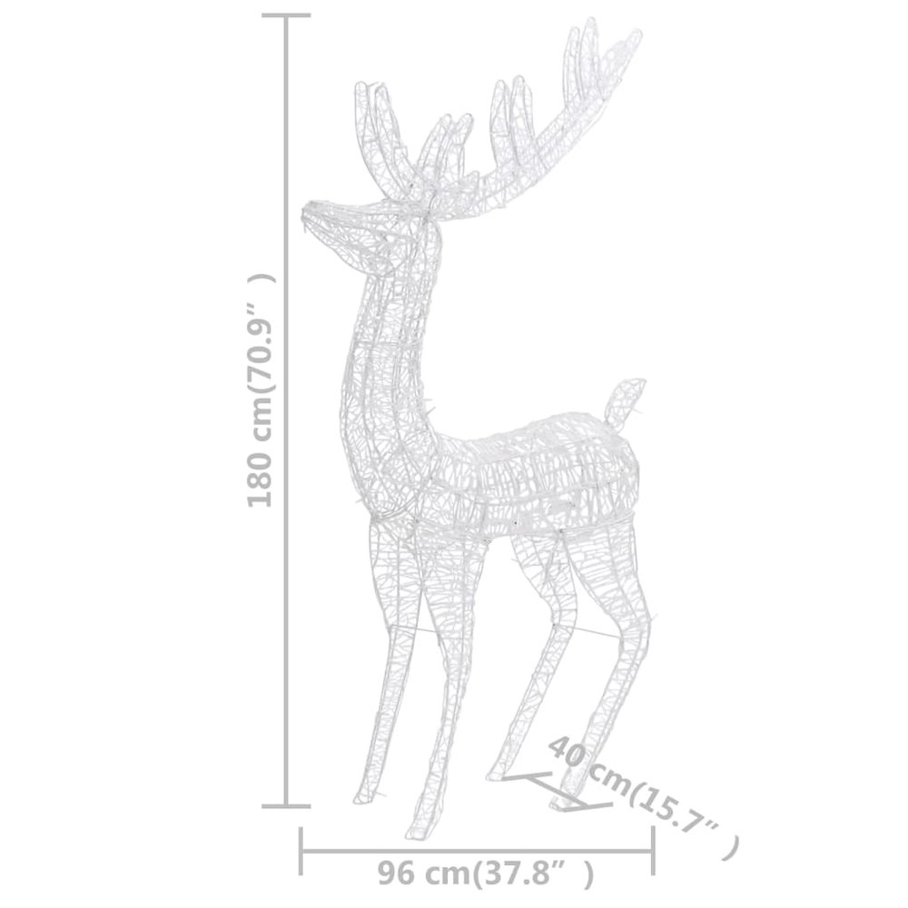 vidaXL XXL Acrylic Christmas Reindeer 250 LED 70.9" Cold white. Picture 8
