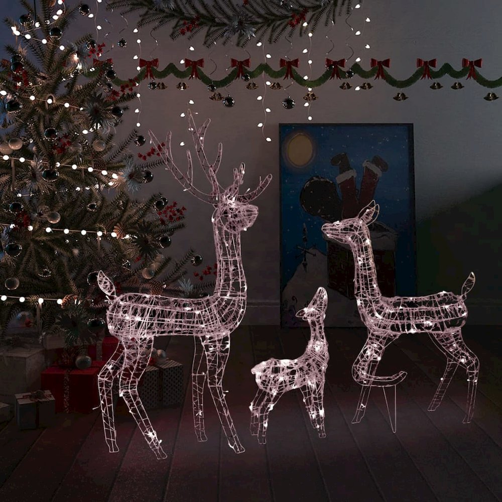 Reindeer Family Warm White Acrylic Large Reindeer Family Oblong. Picture 1
