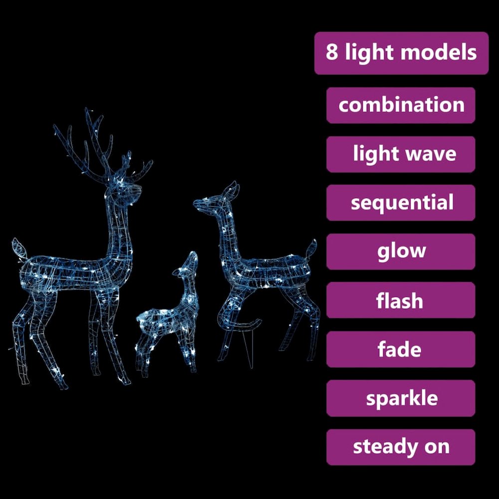 Reindeer Family Cool White Acrylic Large Decorative Inlays. Picture 4
