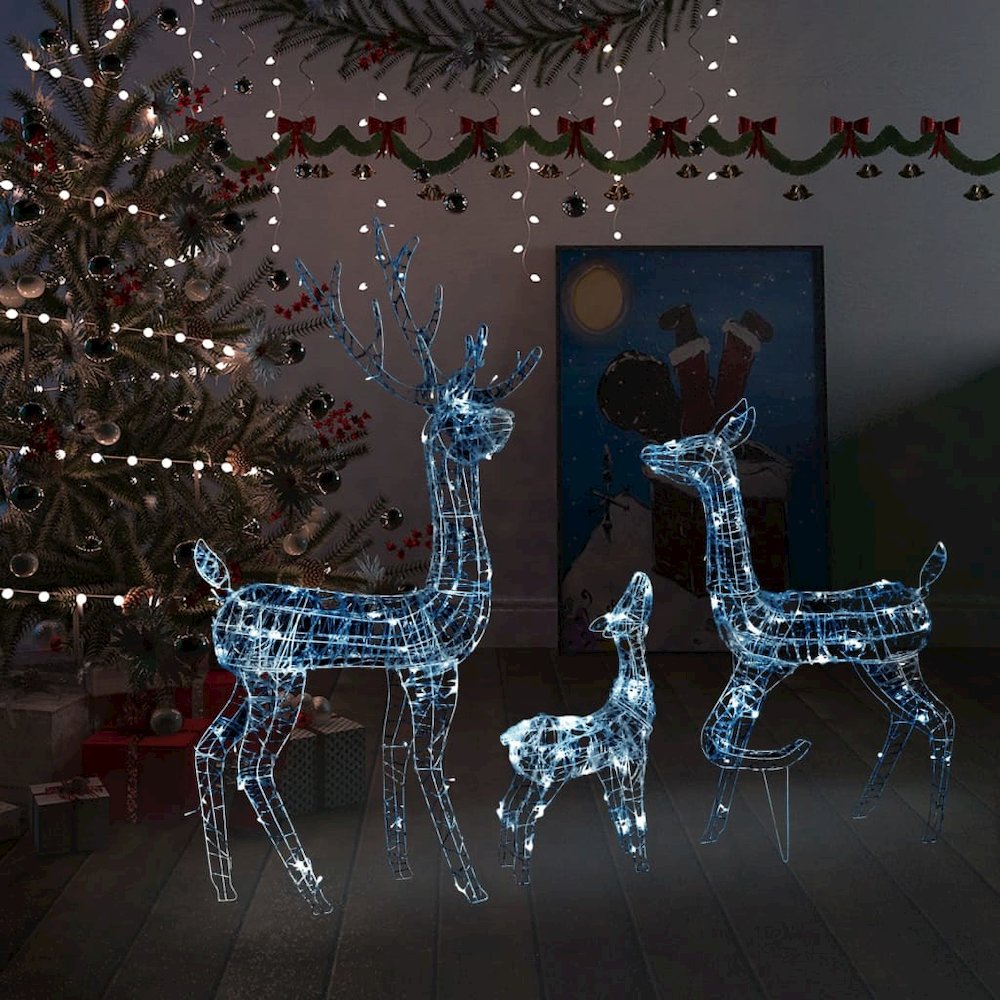 Reindeer Family Cool White Acrylic Large Decorative Inlays. Picture 1