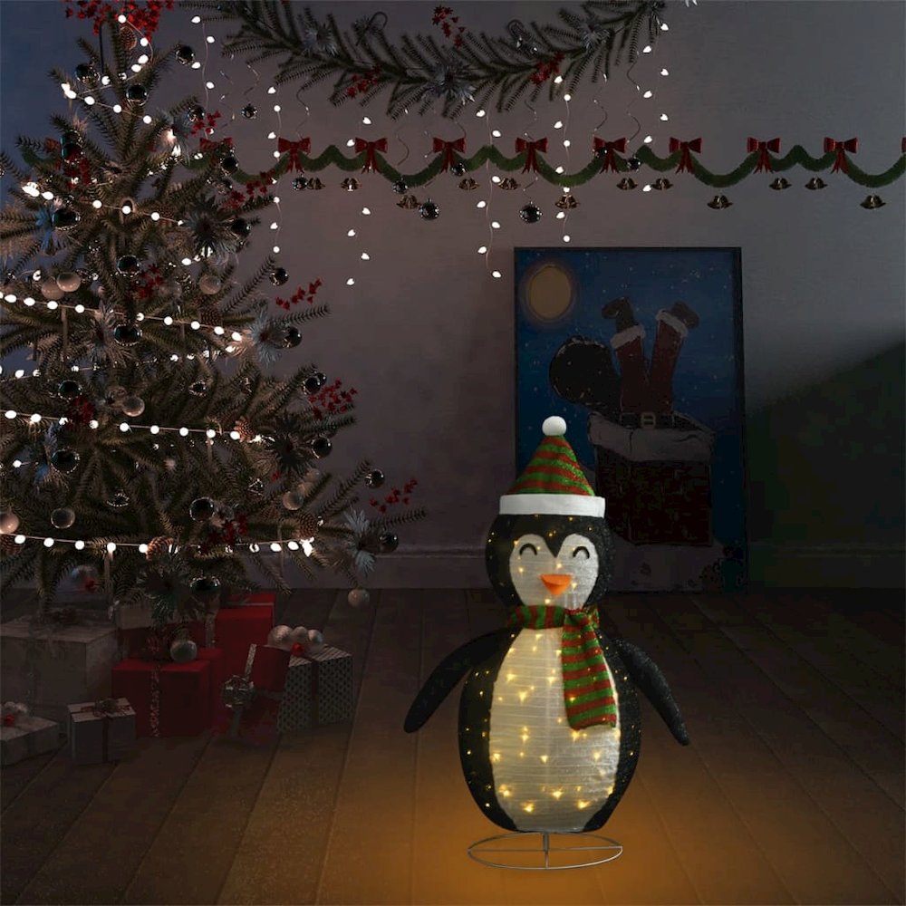 Snow Penguin Figure Black and white Fabric, steel 23.6 in tall. Picture 3