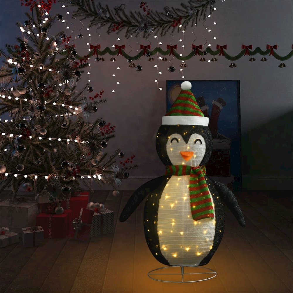 Snow Penguin Figure Black and White Fabric, Steel 47.2 in. Picture 3
