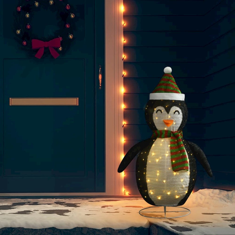 Snow Penguin Figure Black and White Fabric, Steel 47.2 in. Picture 1