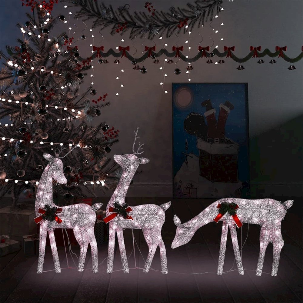 Christmas Reindeer Family Set of 3 Gold Fabric, steel Large. Picture 1