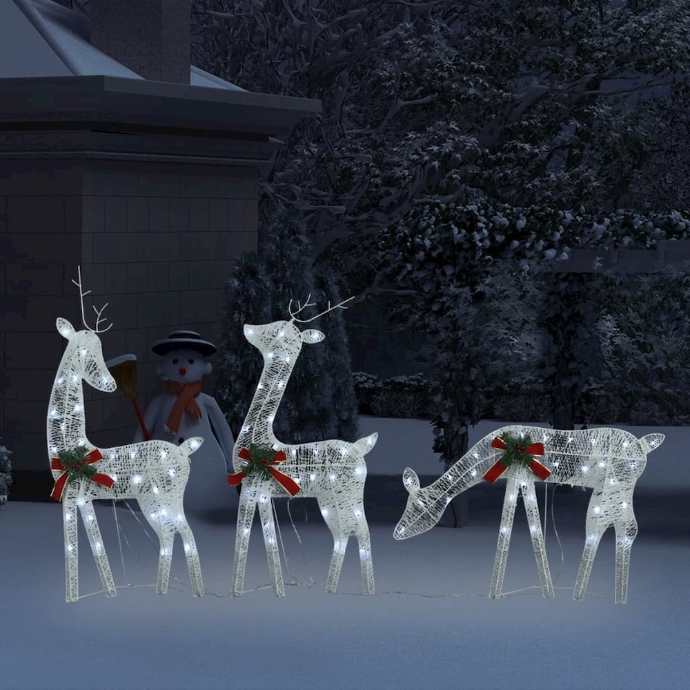 Christmas Reindeer Family 106.3"x2.8"x35.4" White Cold White Mesh. Picture 3