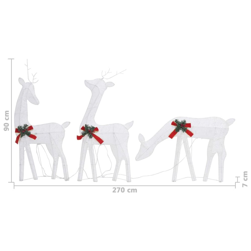 Christmas Reindeer Family 106.3"x2.8"x35.4" White Cold White Mesh. Picture 10
