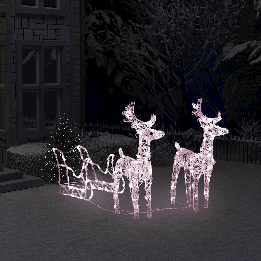 Reindeer And Sleigh Christmas Decoration Warm white. Picture 1