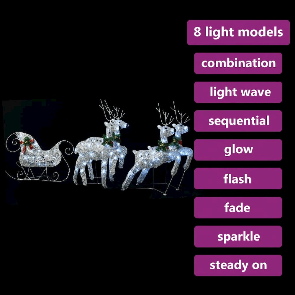Reindeer and Sleigh Christmas Decoration Set of 4 Silver. Picture 3