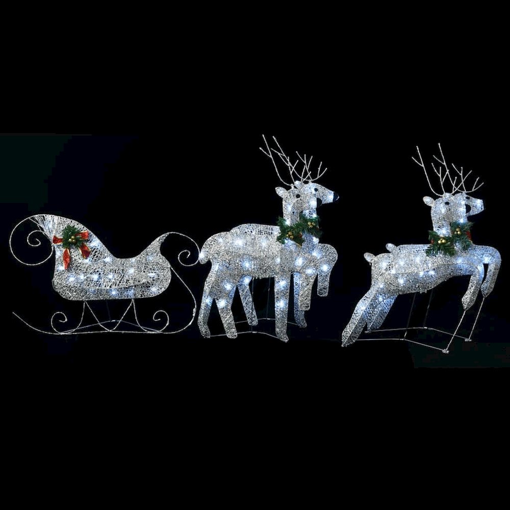 Reindeer and Sleigh Christmas Decoration Set of 4 Silver. Picture 4
