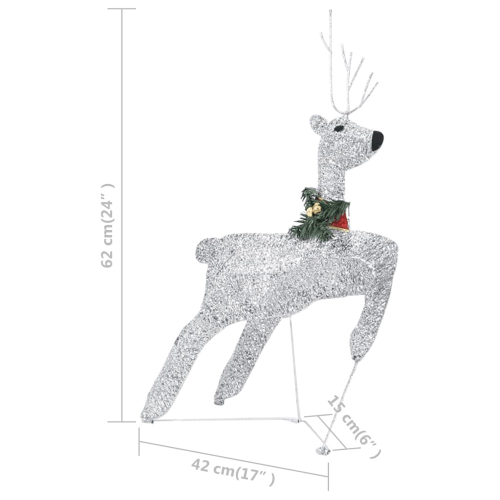 Reindeer and Sleigh Christmas Decoration Set of 4 Silver. Picture 10