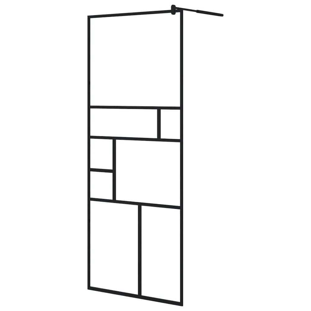 Walk-in Shower Wall with Clear ESG Glass 31.5"x76.8" Black. Picture 2