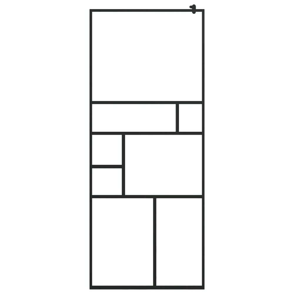 Walk-in Shower Wall with Clear ESG Glass 31.5"x76.8" Black. Picture 3