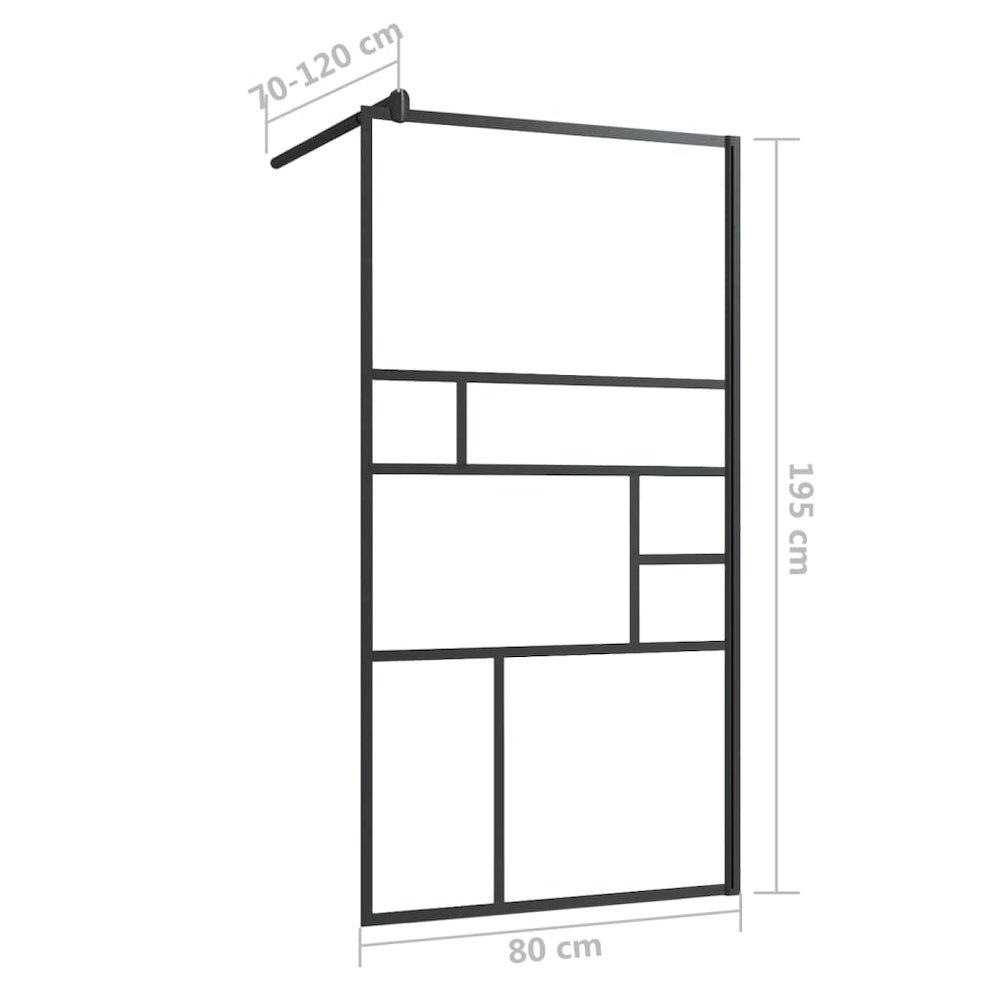 Walk-in Shower Wall with Clear ESG Glass 31.5"x76.8" Black. Picture 6