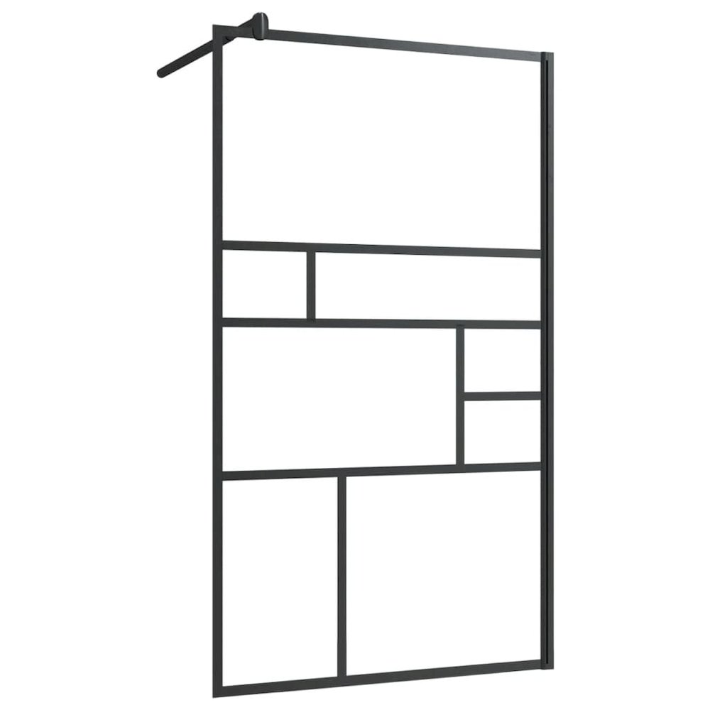 Walk-in Shower Wall with Clear ESG Glass 35.4"x76.8" Black. Picture 2