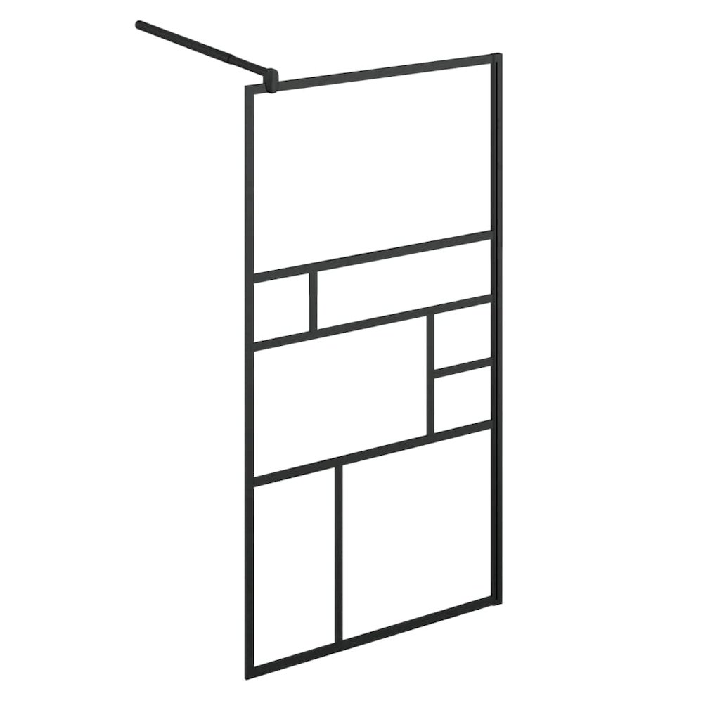 Walk-in Shower Wall with Clear ESG Glass 35.4"x76.8" Black. Picture 4