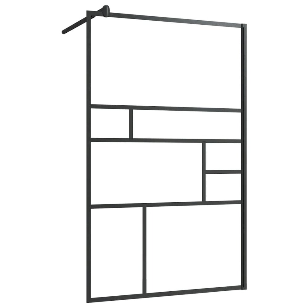 Walk-in Shower Wall with Clear ESG Glass 39.4"x76.8" Black. Picture 2