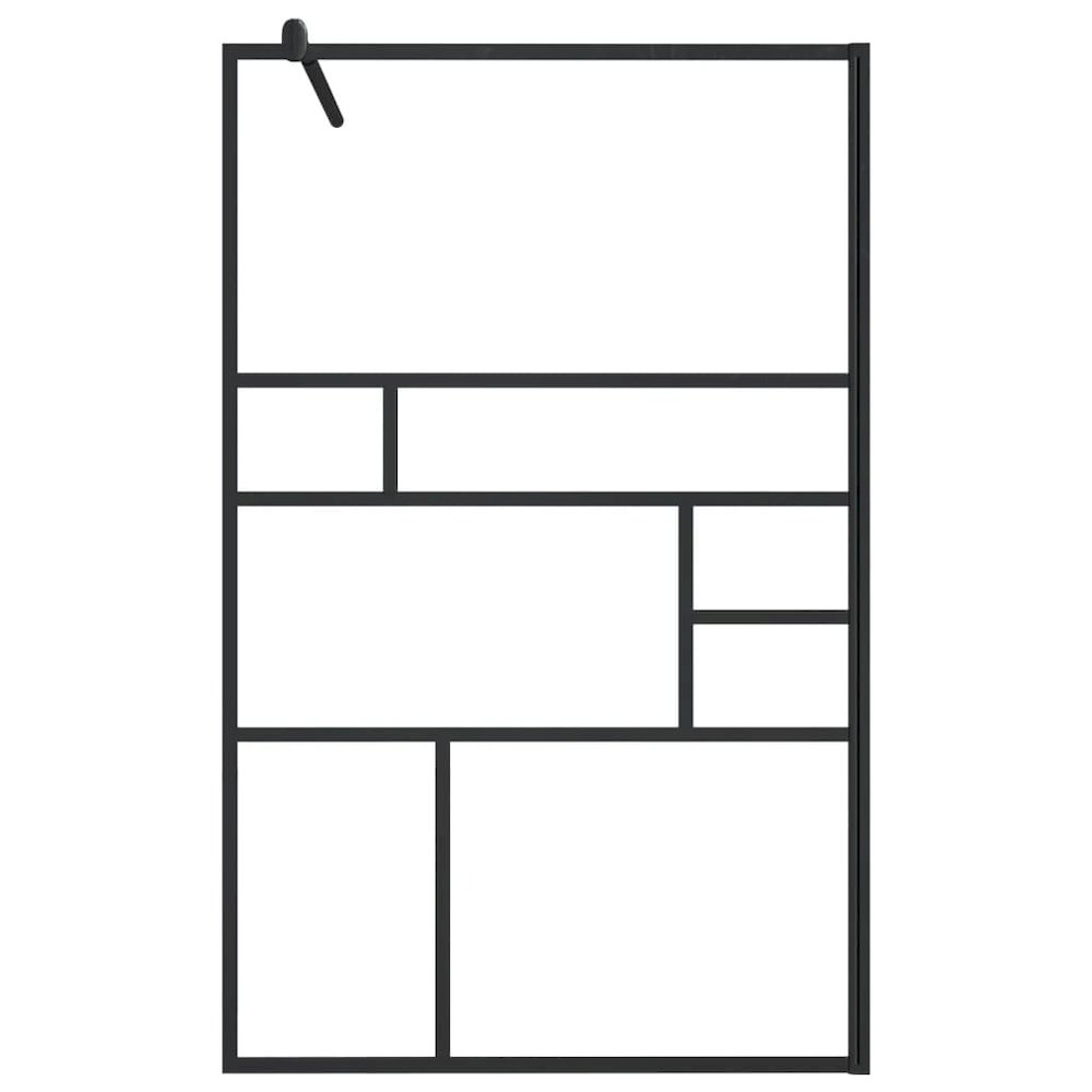 Walk-in Shower Wall with Clear ESG Glass 39.4"x76.8" Black. Picture 3