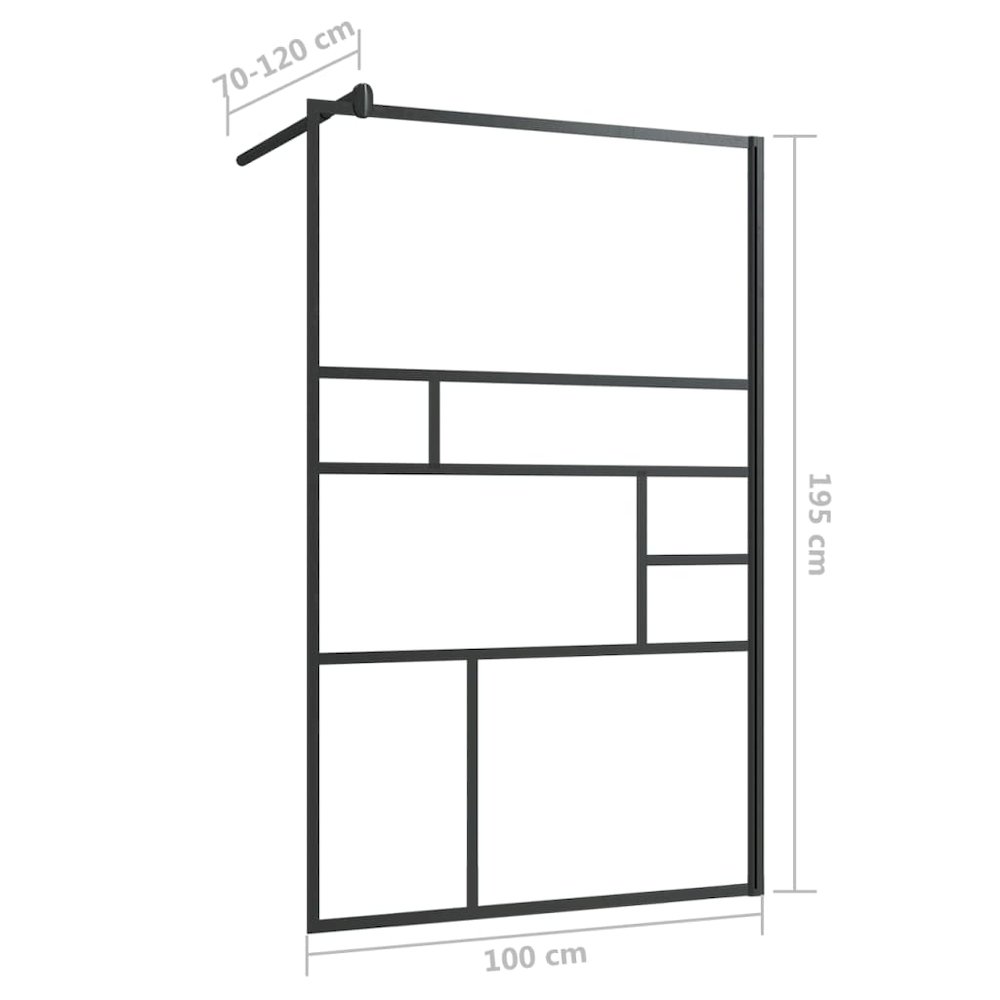 Walk-in Shower Wall with Clear ESG Glass 39.4"x76.8" Black. Picture 6