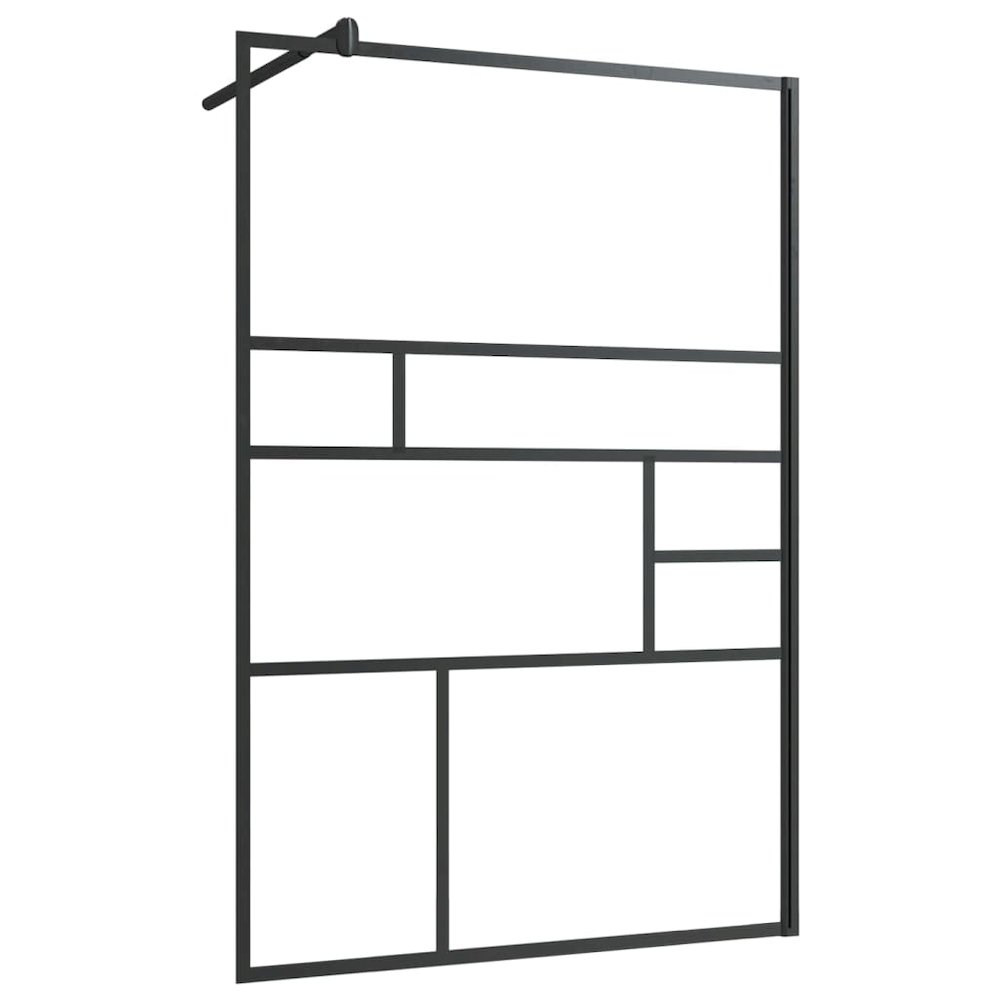 Walk-in Shower Wall with Clear ESG Glass 45.3"x76.8" Black. Picture 2