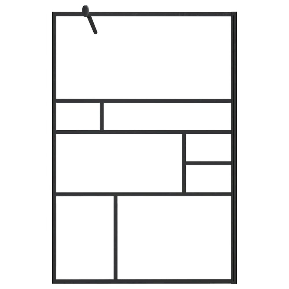 Walk-in Shower Wall with Clear ESG Glass 45.3"x76.8" Black. Picture 3
