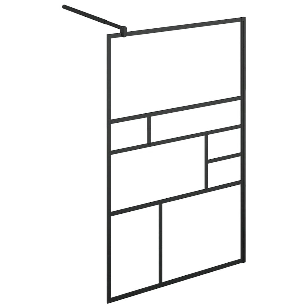 Walk-in Shower Wall with Clear ESG Glass 45.3"x76.8" Black. Picture 4