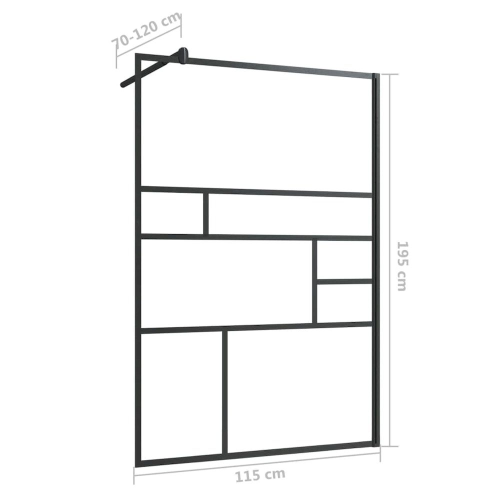 Walk-in Shower Wall with Clear ESG Glass 45.3"x76.8" Black. Picture 6