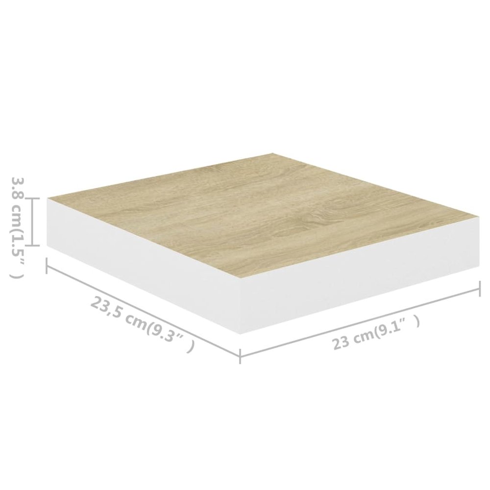 Wall Shelf Oak and White Honeycomb MDF, Metal 9.1 x 9.3 x 1.5 in. Picture 7