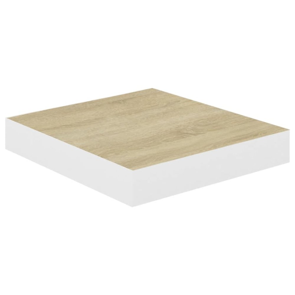 Wall Shelf Set of 2 Oak and White Honeycomb MDF, metal Small. Picture 4