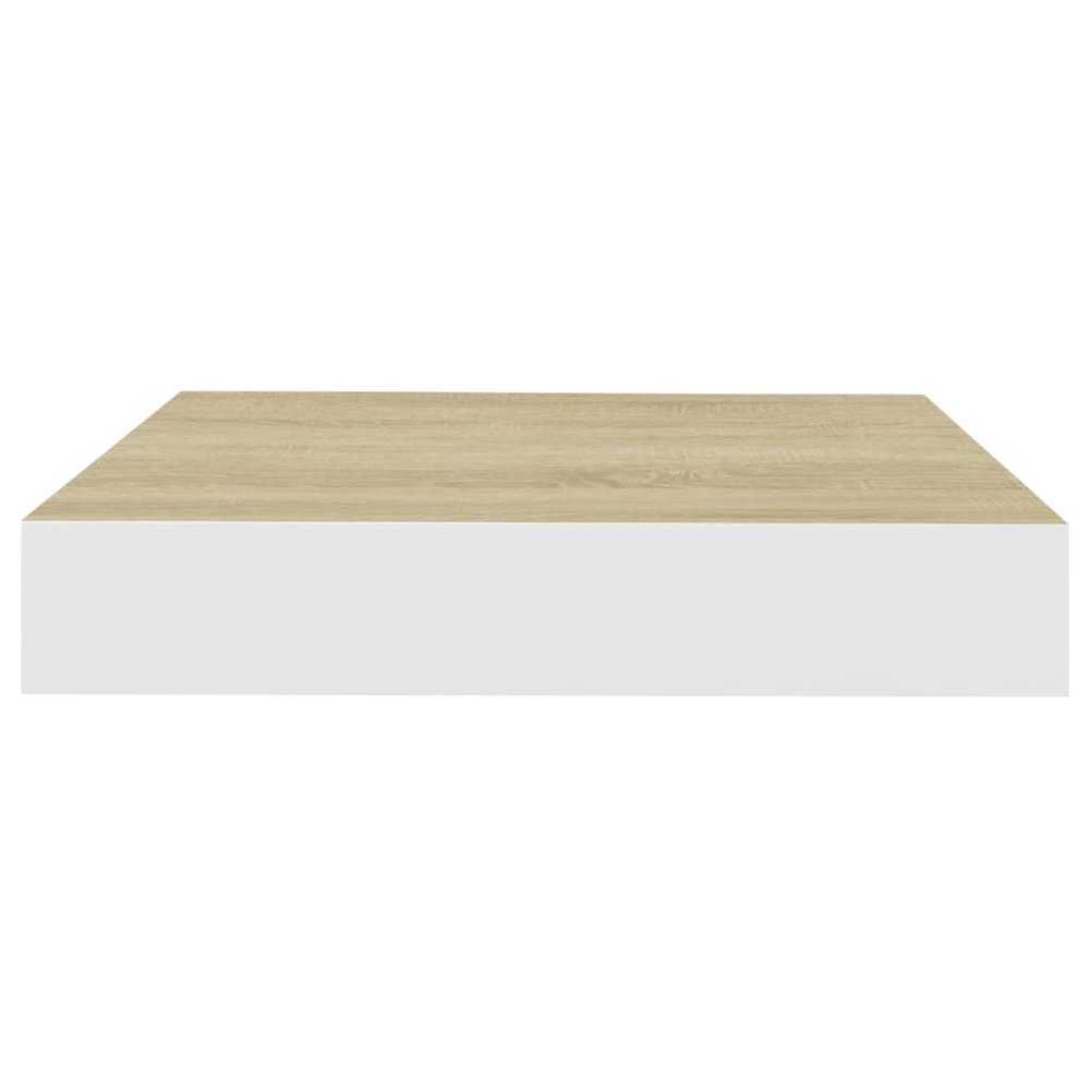 Wall Shelf Set of 2 Oak and White Honeycomb MDF, metal Small. Picture 5