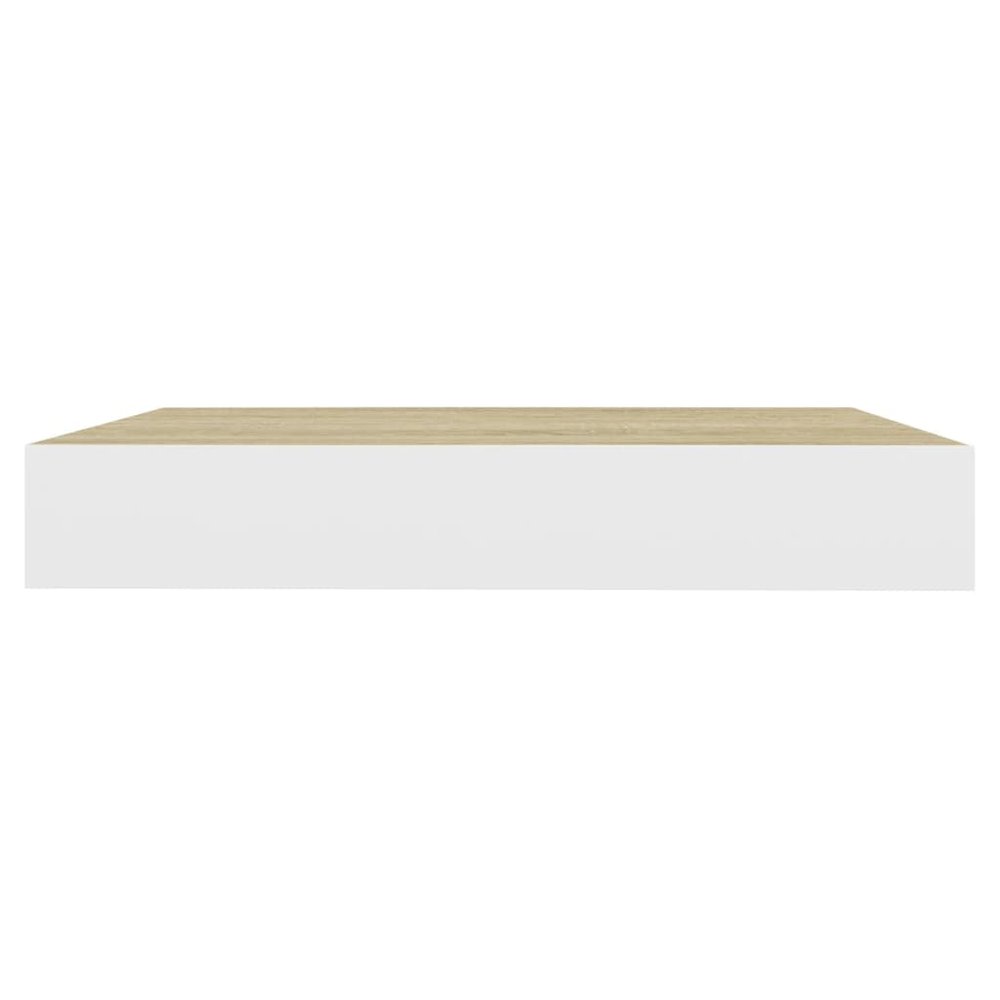 Wall Shelf Set of 2 Oak and White Honeycomb MDF, metal Small. Picture 6