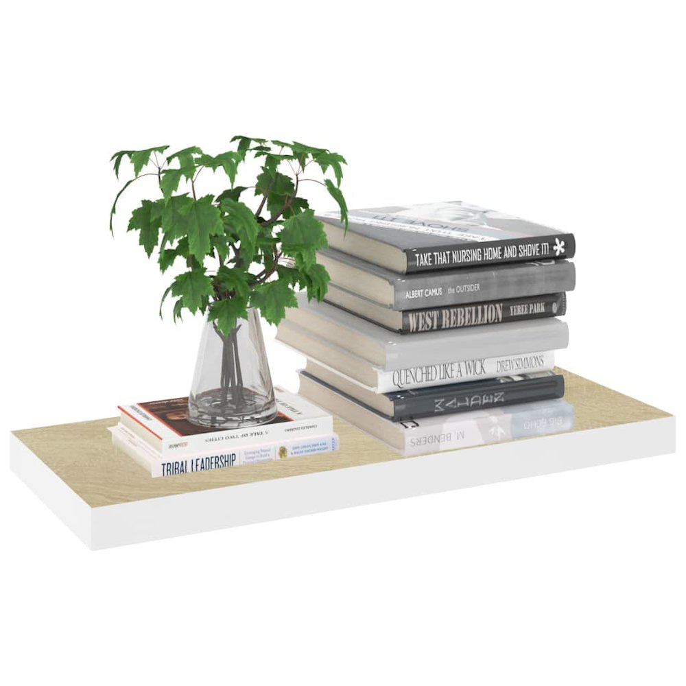 Wall Shelf Oak and White Honeycomb MDF 23.6x9.3x1.5 in. Picture 3