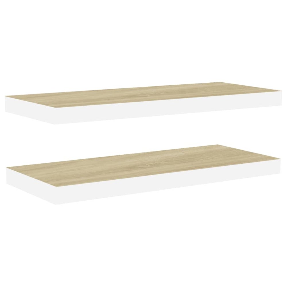 Wall Shelf Set of 2 Oak and white Honeycomb MDF 23.6x9.3x1.5 in. Picture 2