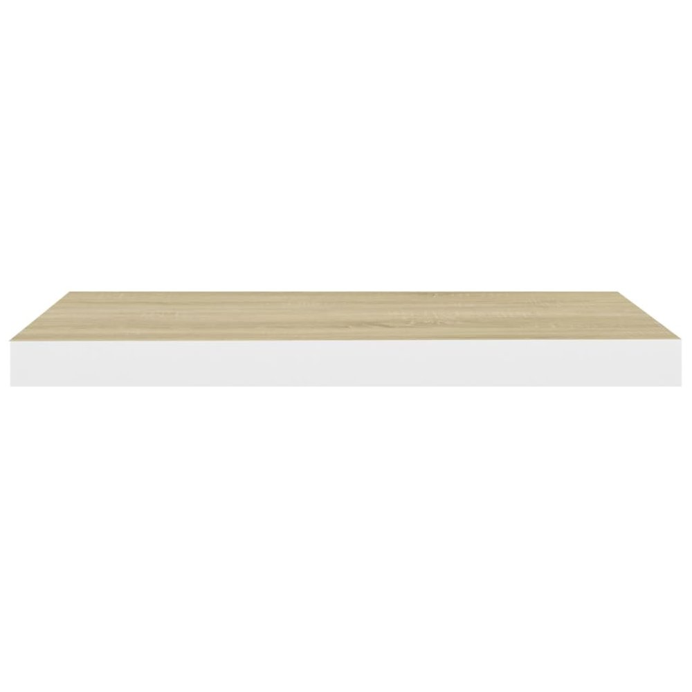 Wall Shelf Set of 4 Oak and White Honeycomb MDF, Metal Standard. Picture 5