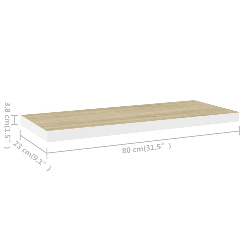 Wall Shelf Oak and White Honeycomb MDF, metal 31.5 x 9.3 x 1.5 in. Picture 7