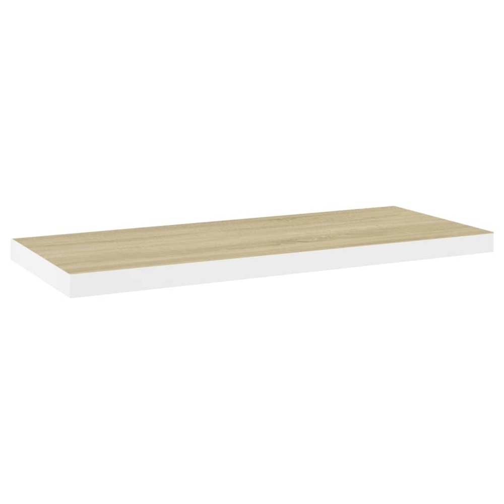 Wall Shelf Set of 2 Oak and White Honeycomb MDF, Metal Medium. Picture 4
